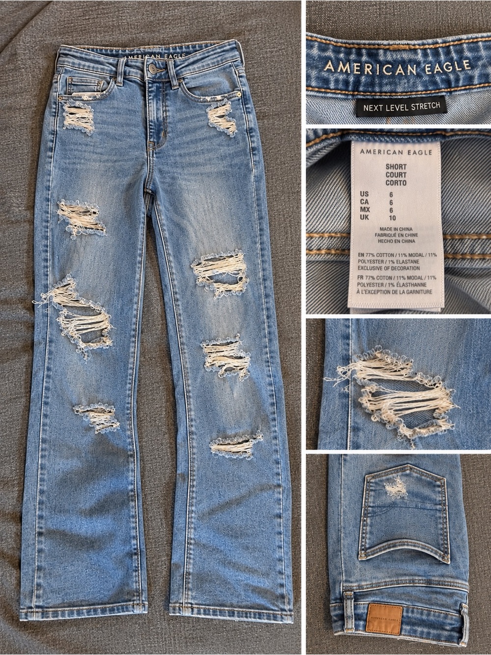 American Eagle Outfitters High-Rise Distressed Light Blue Jeans